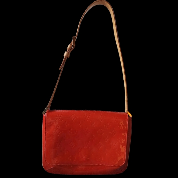 Louis Vuitton Red Vernis Shoulder Strap Vachetta Adjustable Bag Purse Clutch - Picture 4 of 13